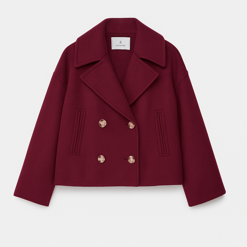 Women Double Breasted Cropped Coat