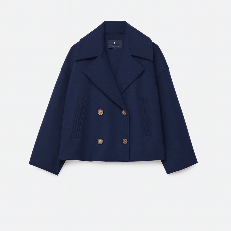 Women Double Breasted Cropped Coat