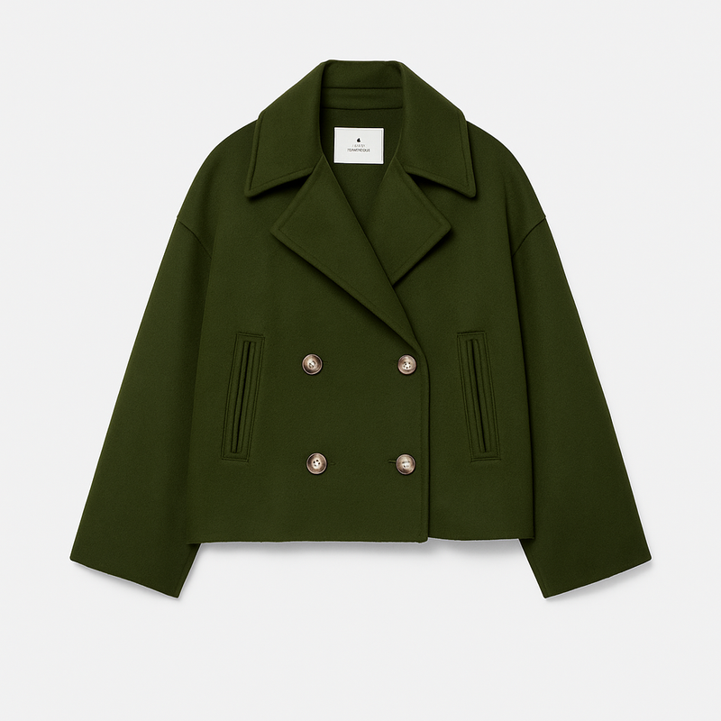 Women Double Breasted Cropped Coat