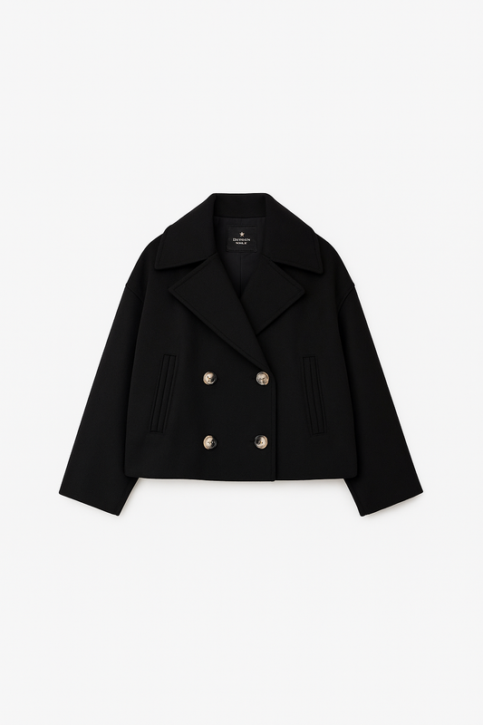 Women Double Breasted Cropped Coat