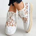 Women White Floral Lace Shoes