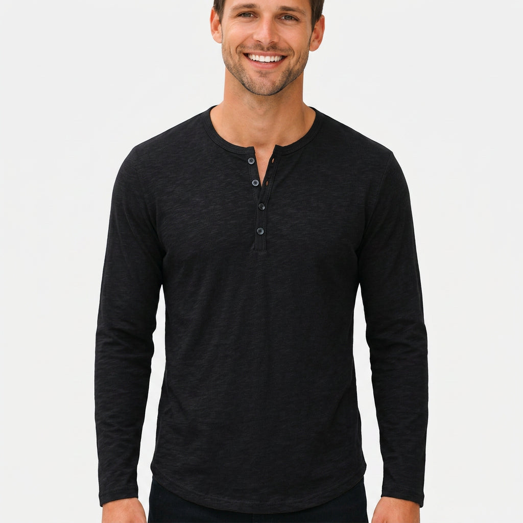 Men’s Long Sleeve Henley T-Shirt