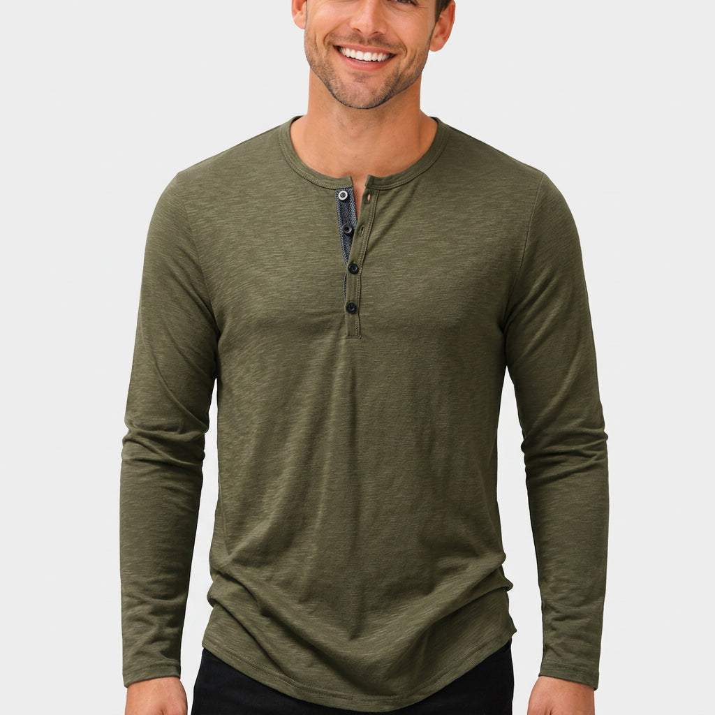 Men’s Long Sleeve Henley T-Shirt