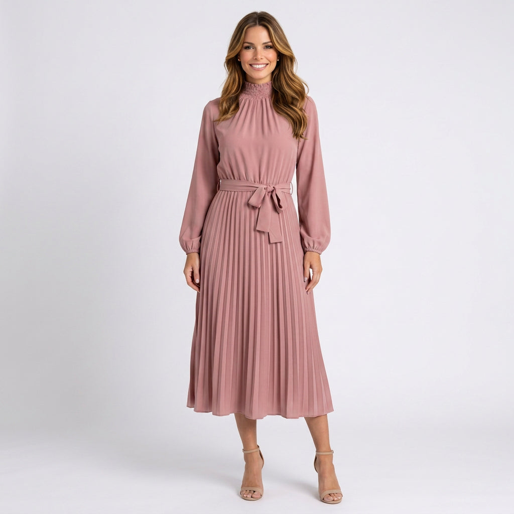 Women Pleated Midi Dress