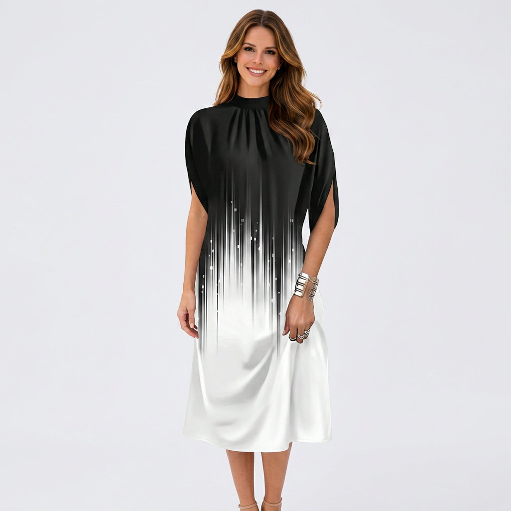 Women Mock Neck Mini Dress