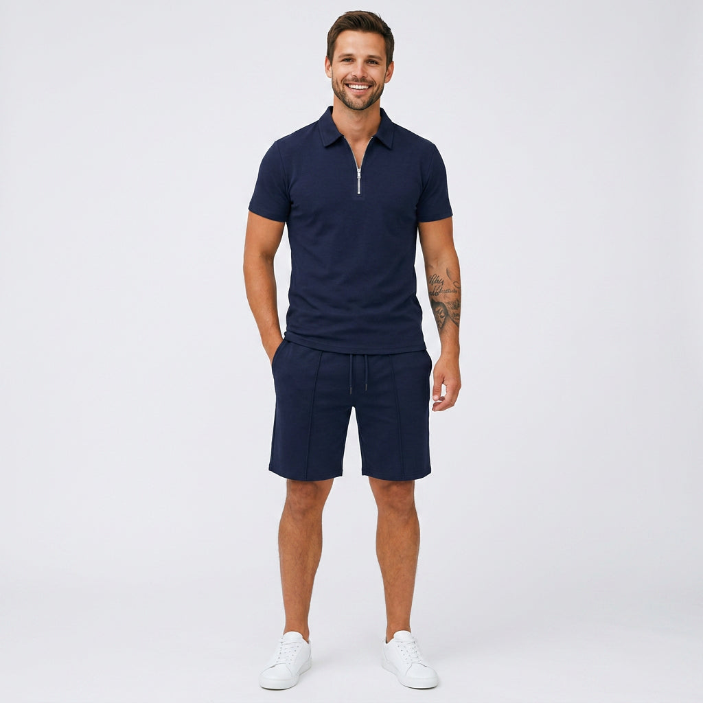 Men Polo Shirt and Shorts Set