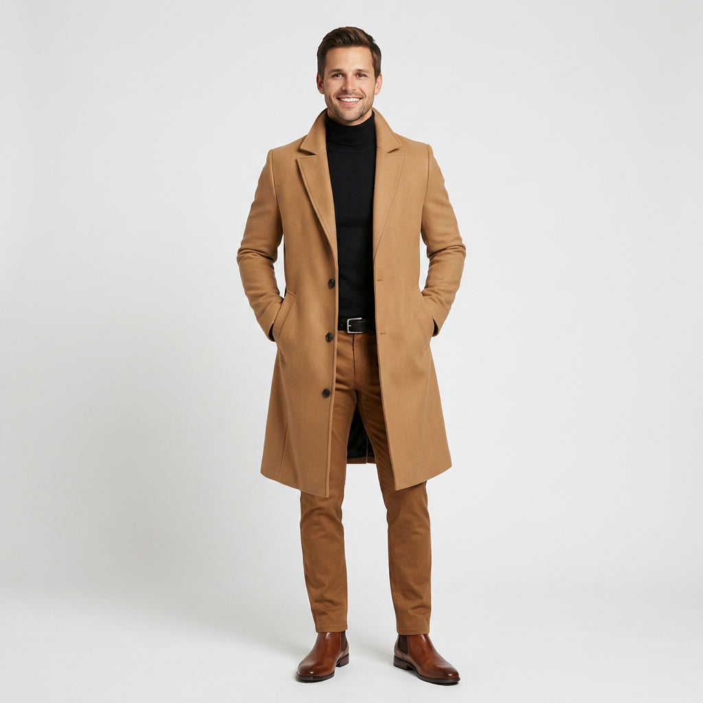 Men Single Breasted Overcoat