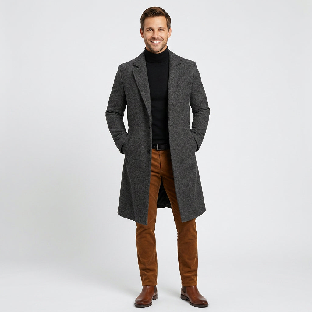 Men Single Breasted Overcoat