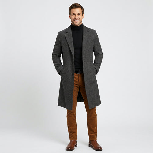 Men Single Breasted Overcoat