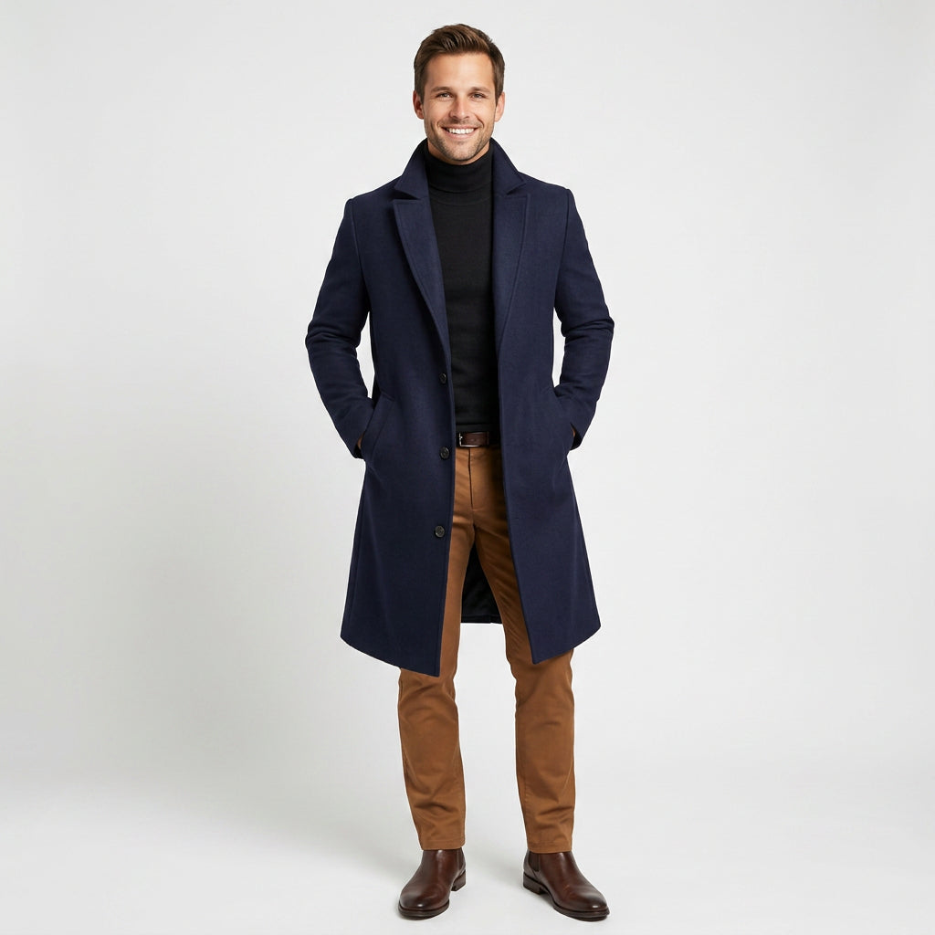 Men Single Breasted Overcoat