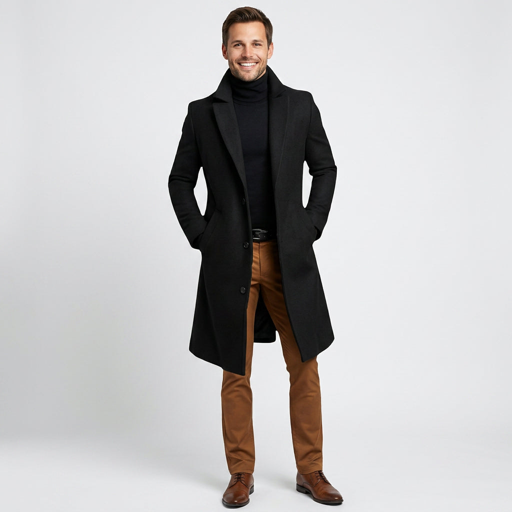 Men Single Breasted Overcoat