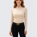 Women Wrap Front Long Sleeve Top