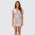 Women Floral Embroidered Mini Dress