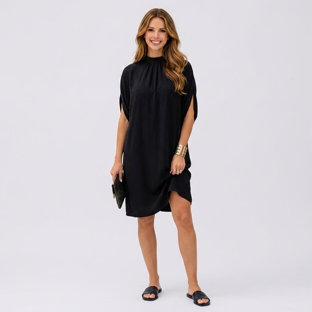 Women Mock Neck Mini Dress
