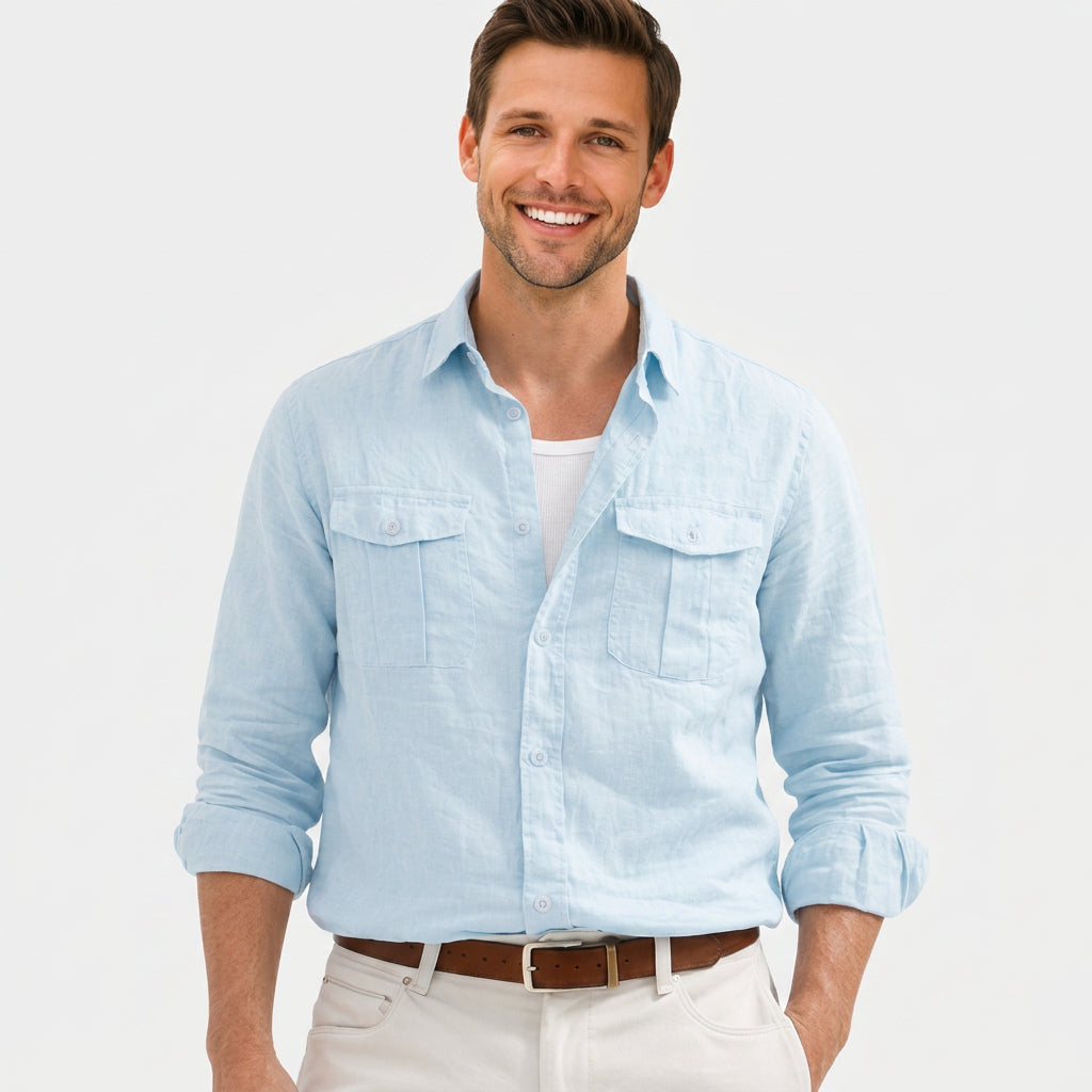 Men’s Linen Button-Up Shirt