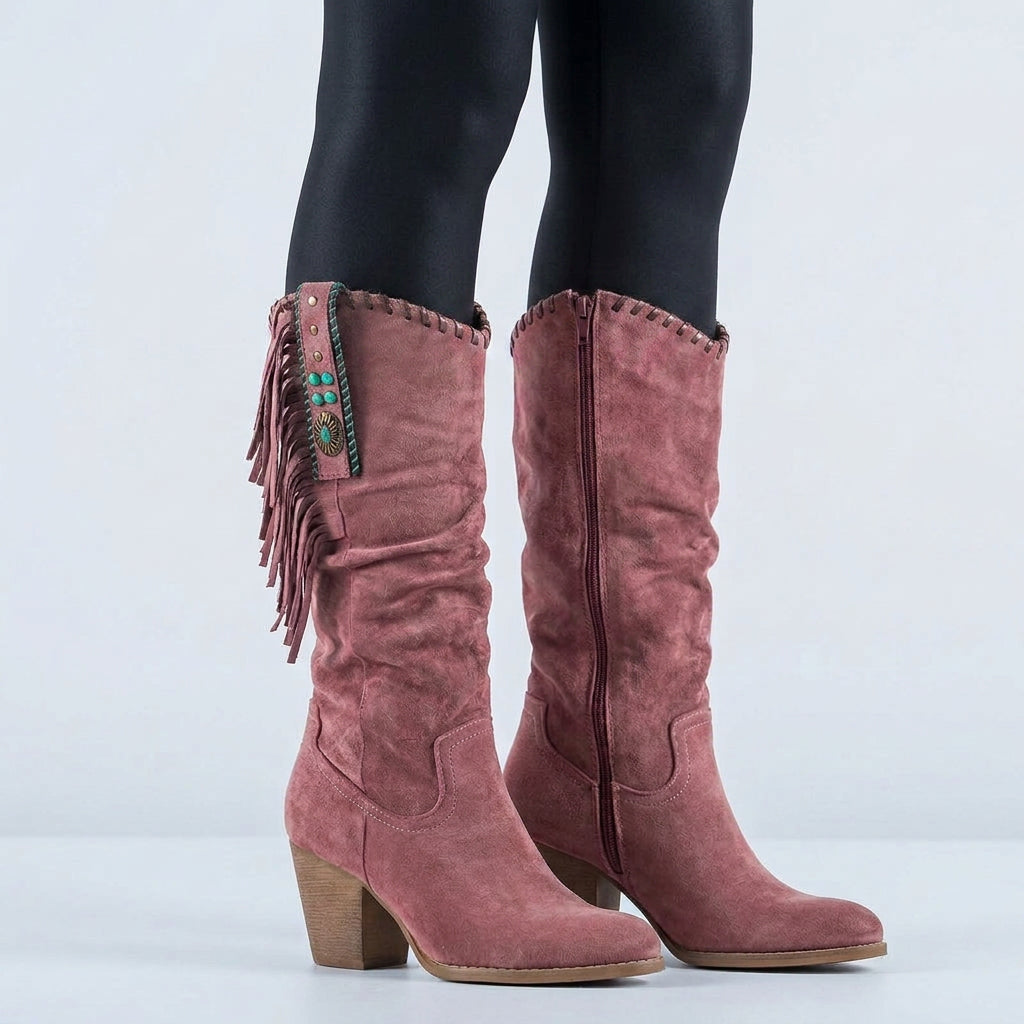Women Fringe Mid Calf Boots