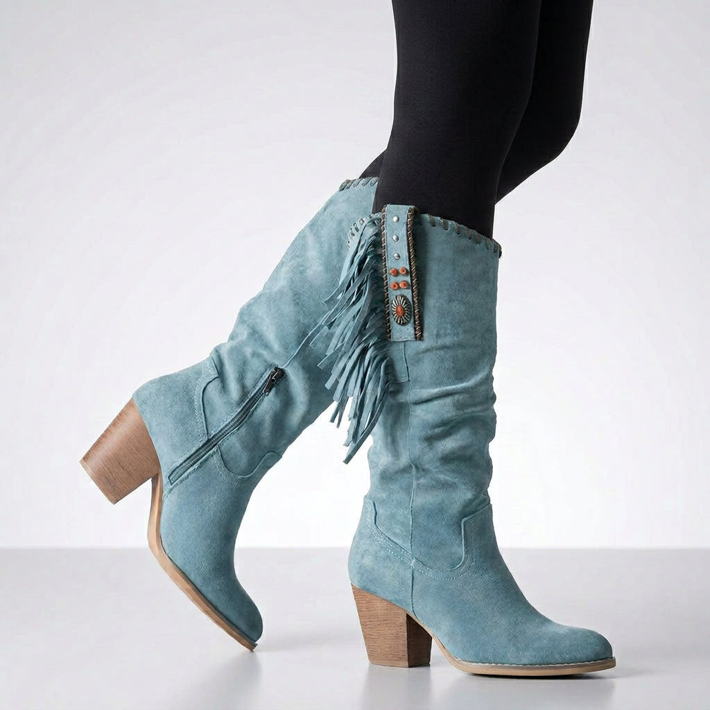 Women Fringe Mid Calf Boots