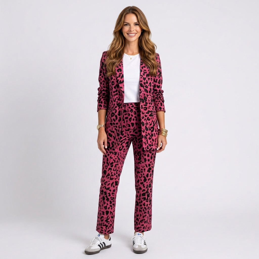 Women Leopard Print Pants Set