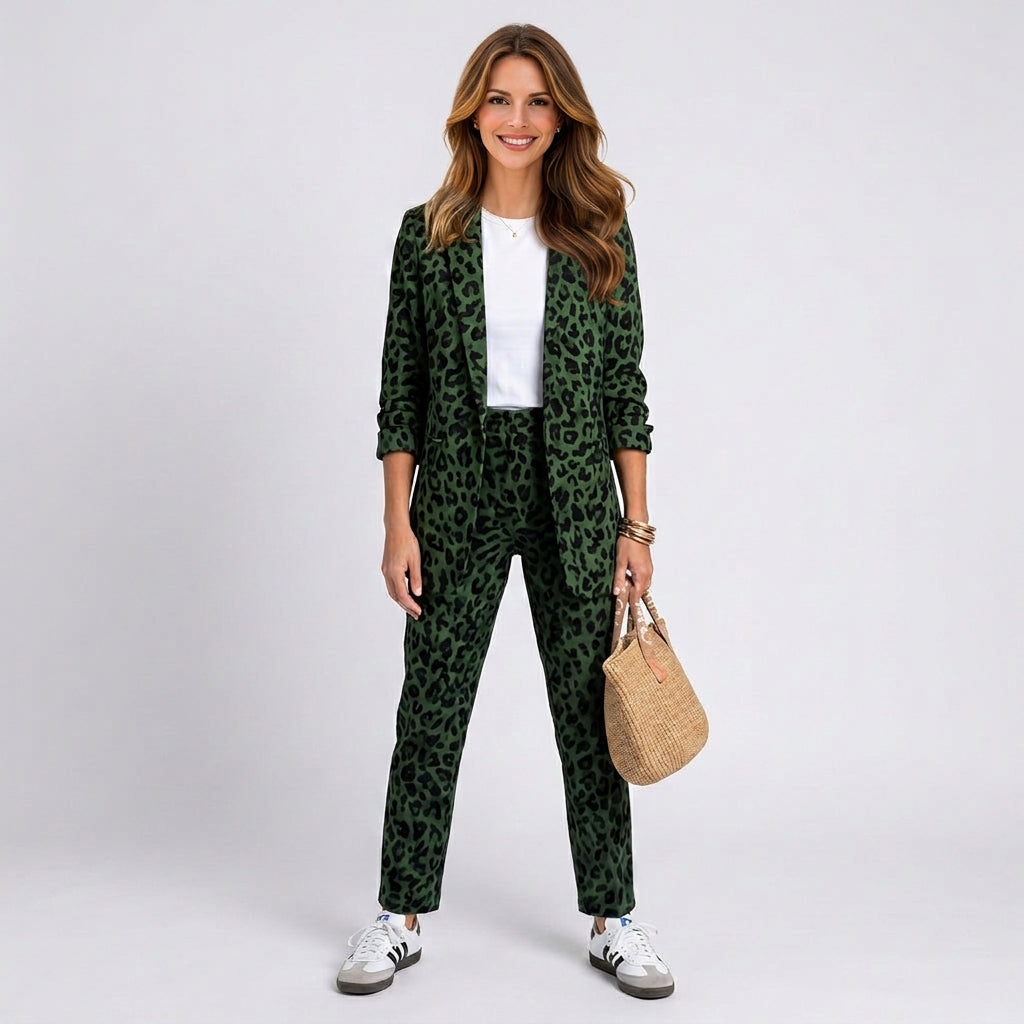 Women Leopard Print Pants Set