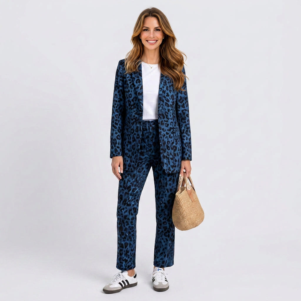 Women Leopard Print Pants Set