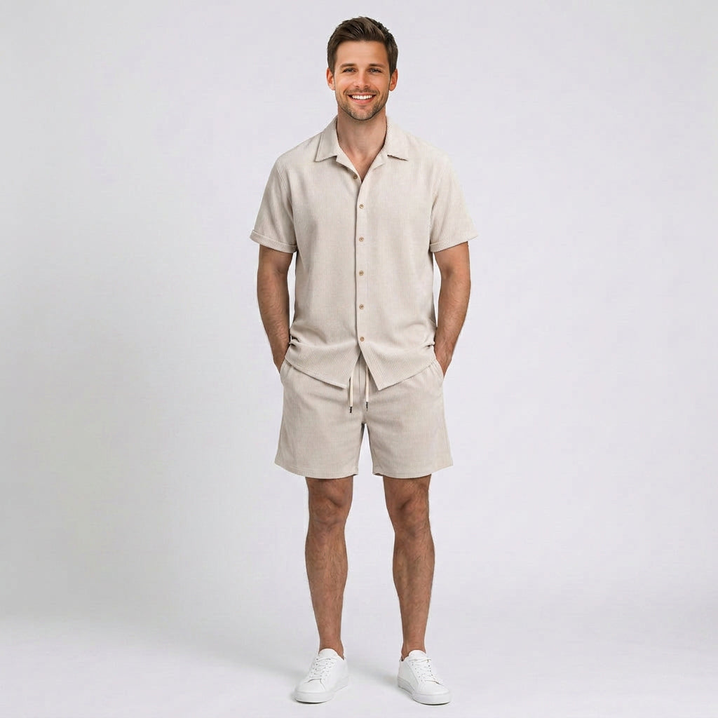 Men Short Sleeve Shirt Set