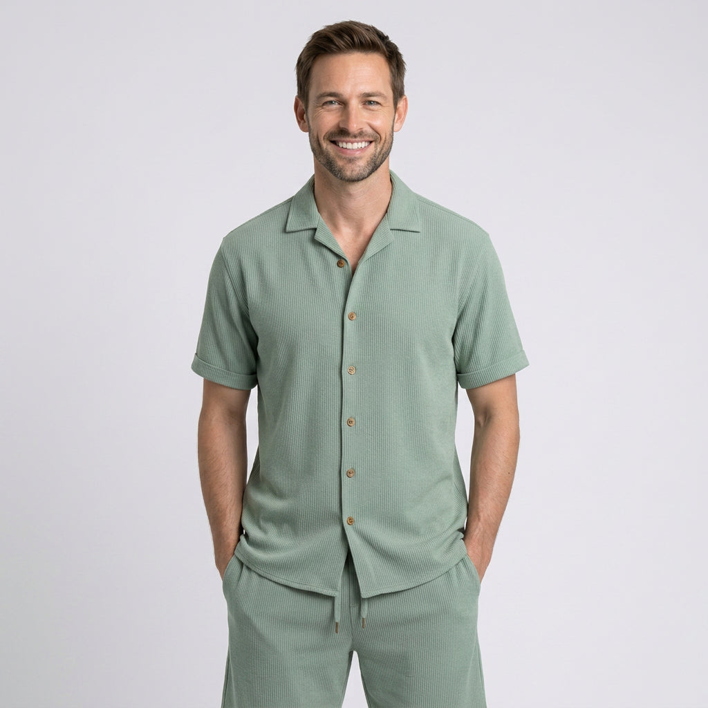 Men Short Sleeve Shirt Set