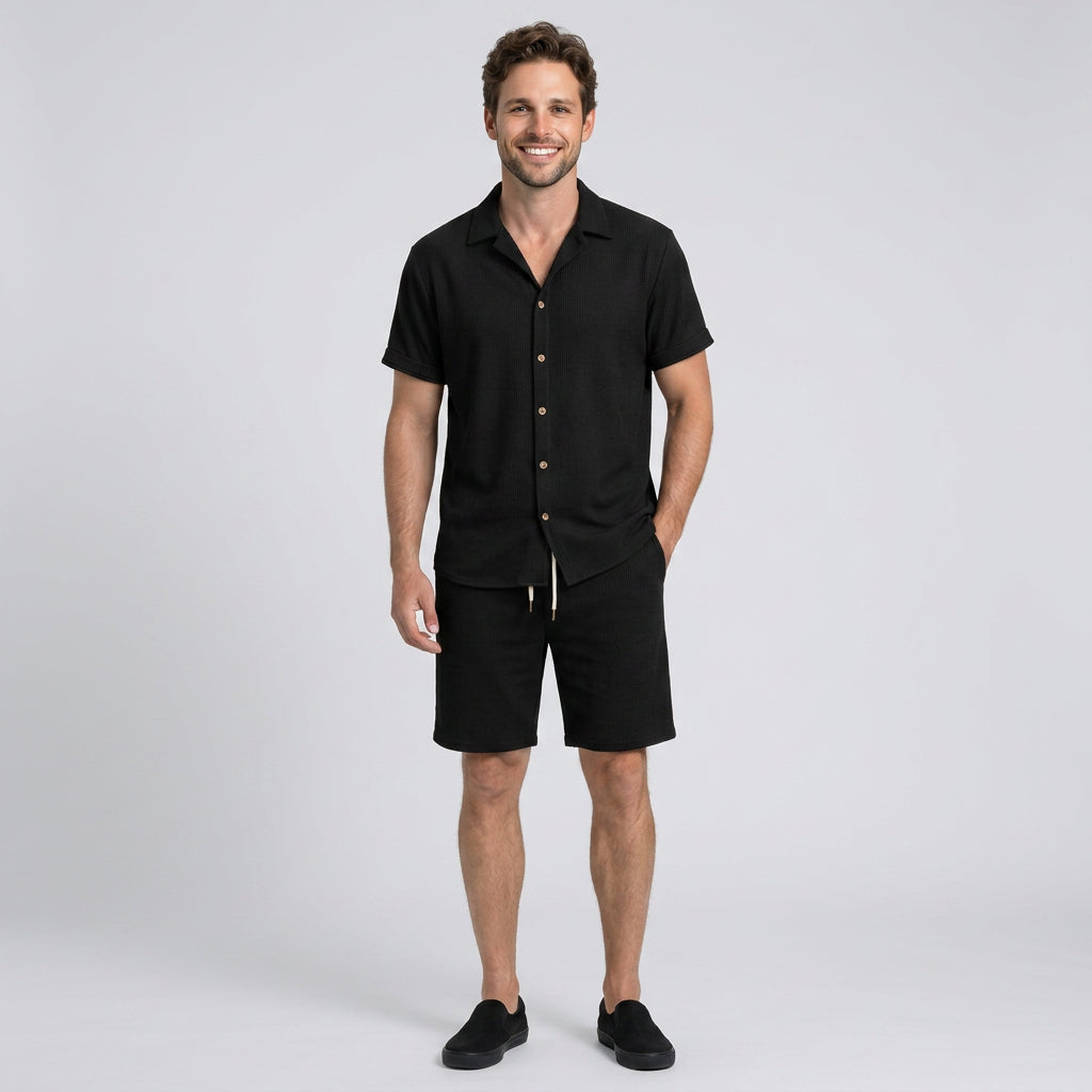 Men Short Sleeve Shirt Set