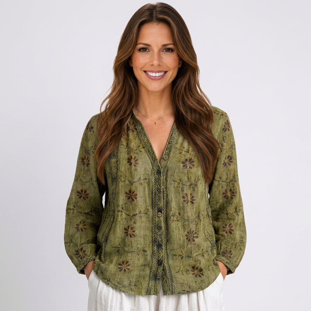 Women Floral Button Shirt