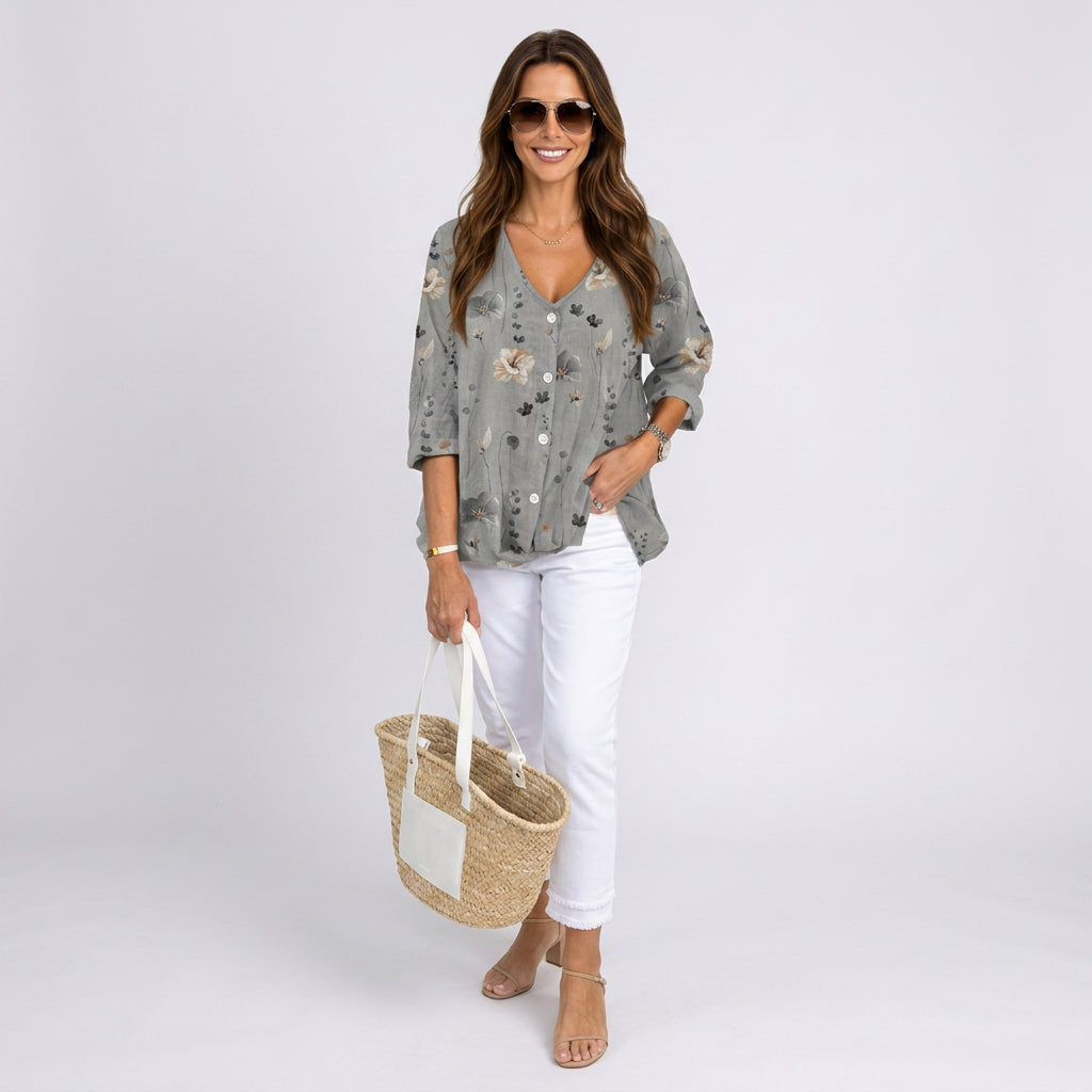 Women Floral Button Blouse