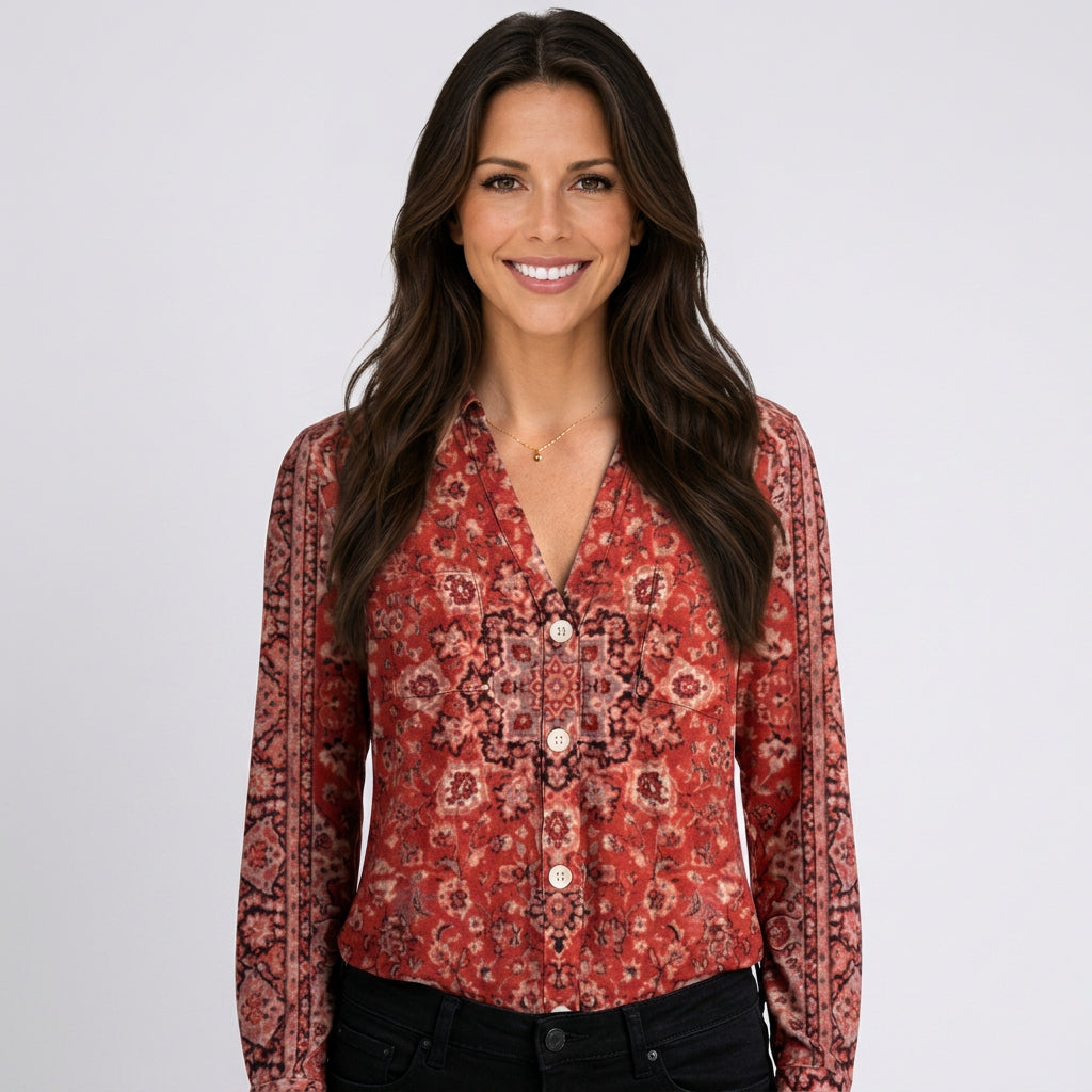 Women Floral Button Shirt