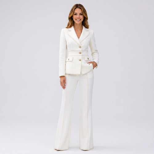 Denim Blazer And Flare Jeans Set Women