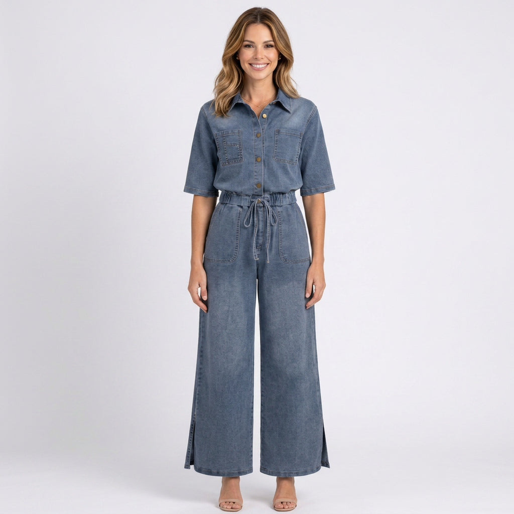 Denim Wide Leg Jumpsuit Women