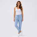 Drawstring Linen Blend Pants Women