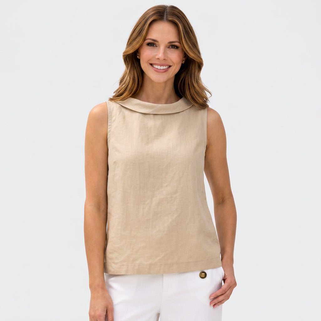 Sleeveless Mock Neck Blouse Women