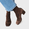 Women’s Ankle Boots Block Heel – Slip-On Suede Look Boots