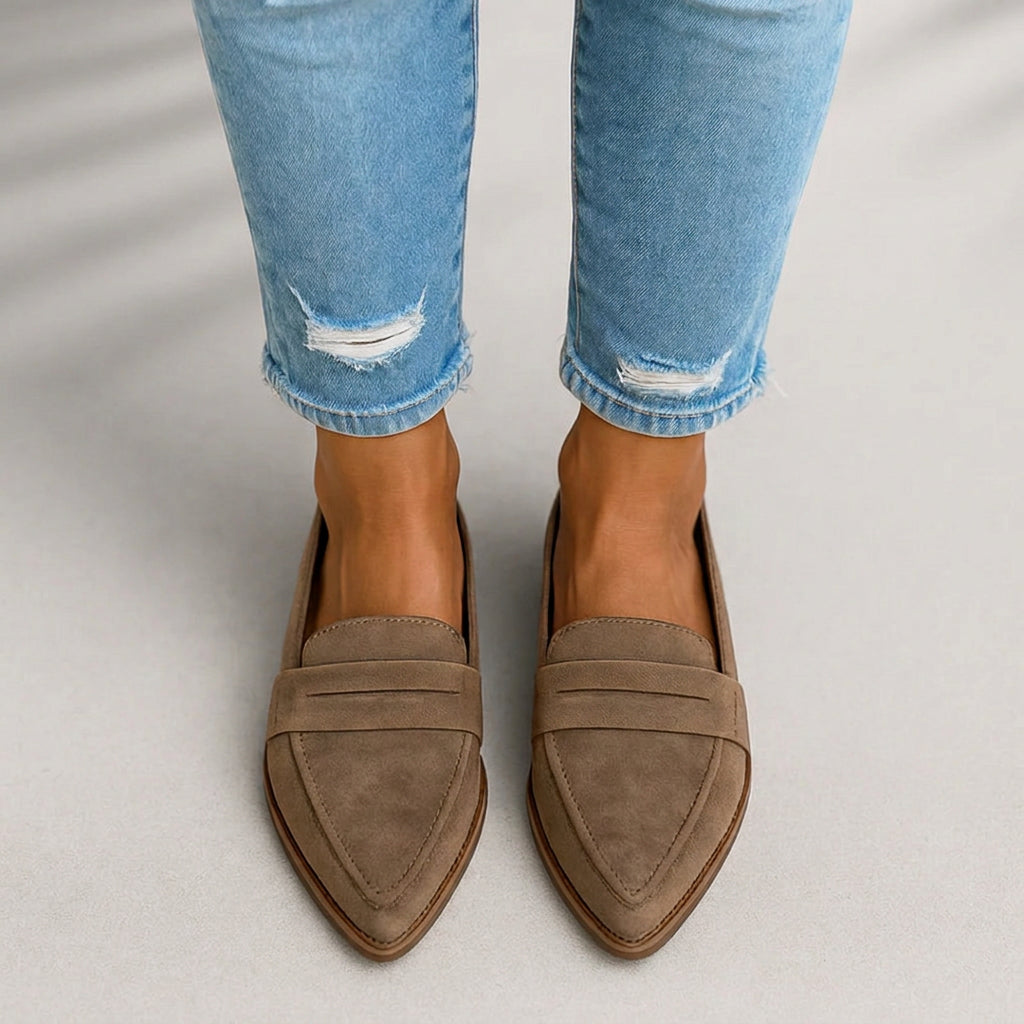 Women’s Pointed Toe Loafers Flat Slip On – Smart Casual Everyday Shoes