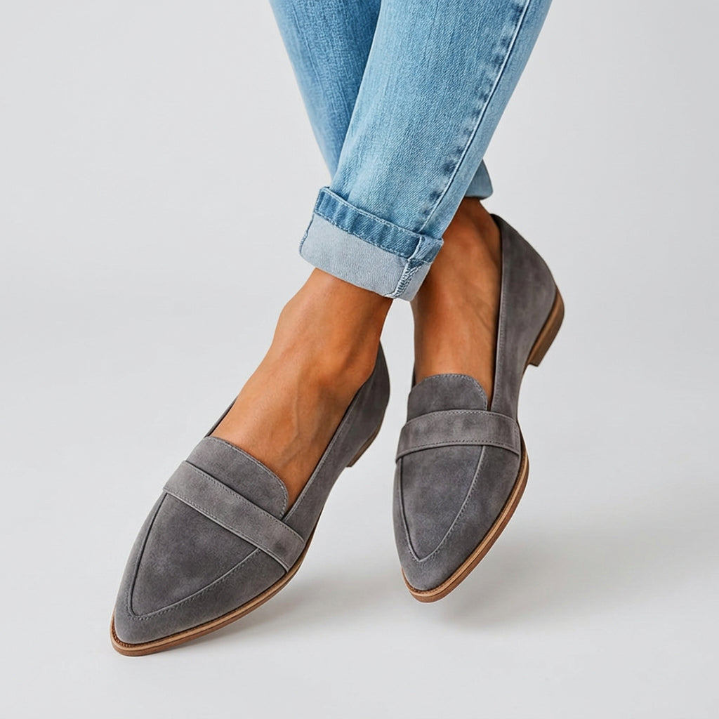 Women’s Pointed Toe Loafers Flat Slip On – Smart Casual Everyday Shoes