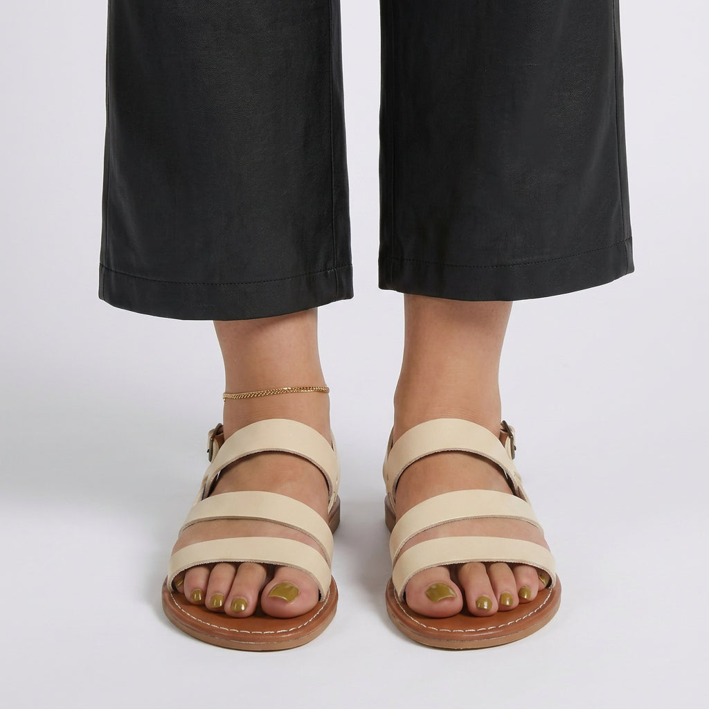 Women’s Flat Multi Strap Sandals Buckle Closure – Casual Everyday Sandals