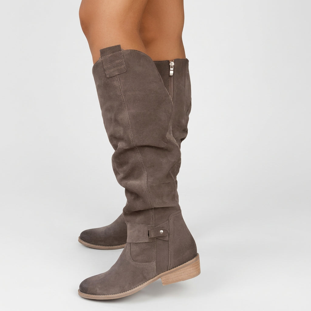 Women’s Knee High Boots Block Heel – Suede Look Casual Boots