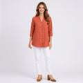 Button Front Stand Collar Blouse Women
