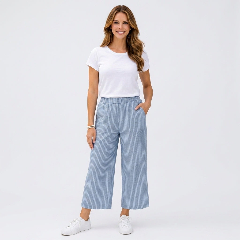 Women Striped Wide Leg Pants