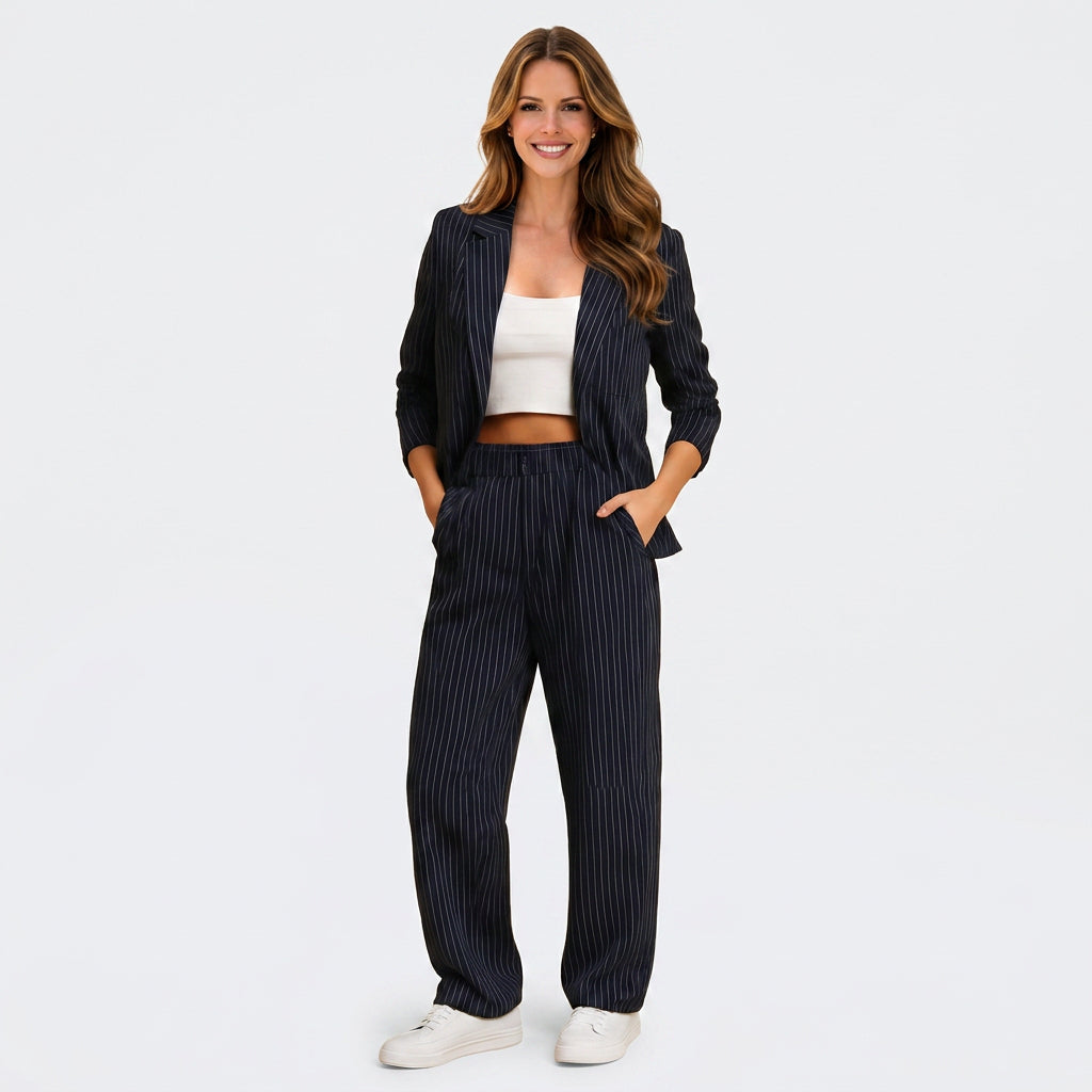 Pinstripe Blazer And Trousers Set Women