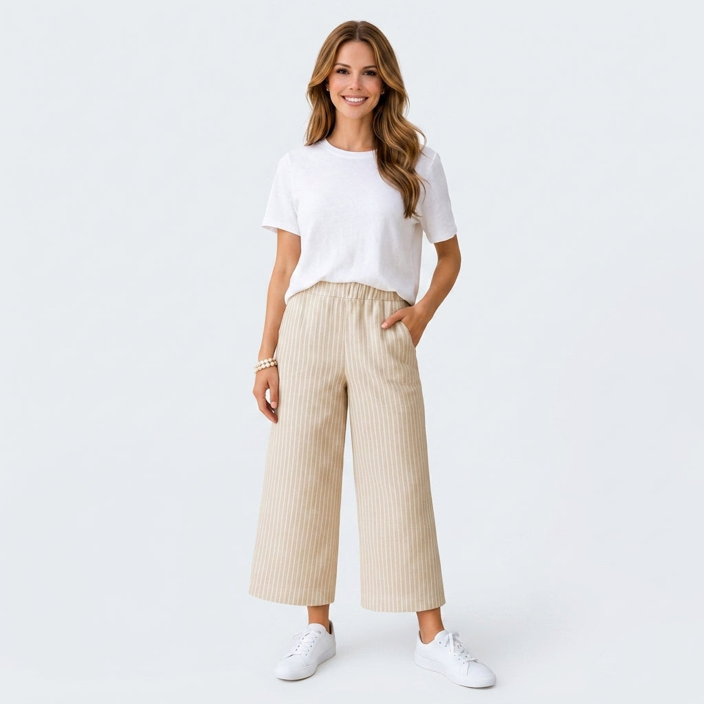 Women Striped Wide Leg Pants