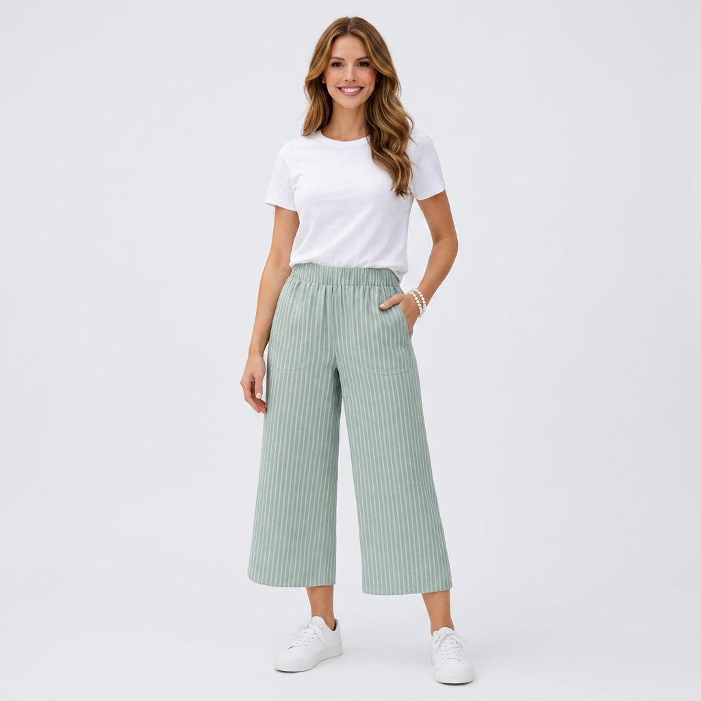 Women Striped Wide Leg Pants