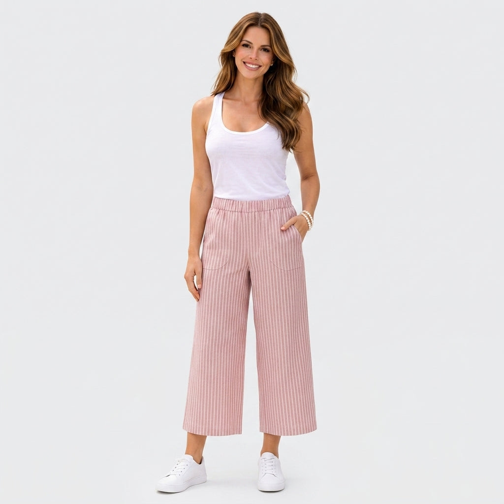 Women Striped Wide Leg Pants