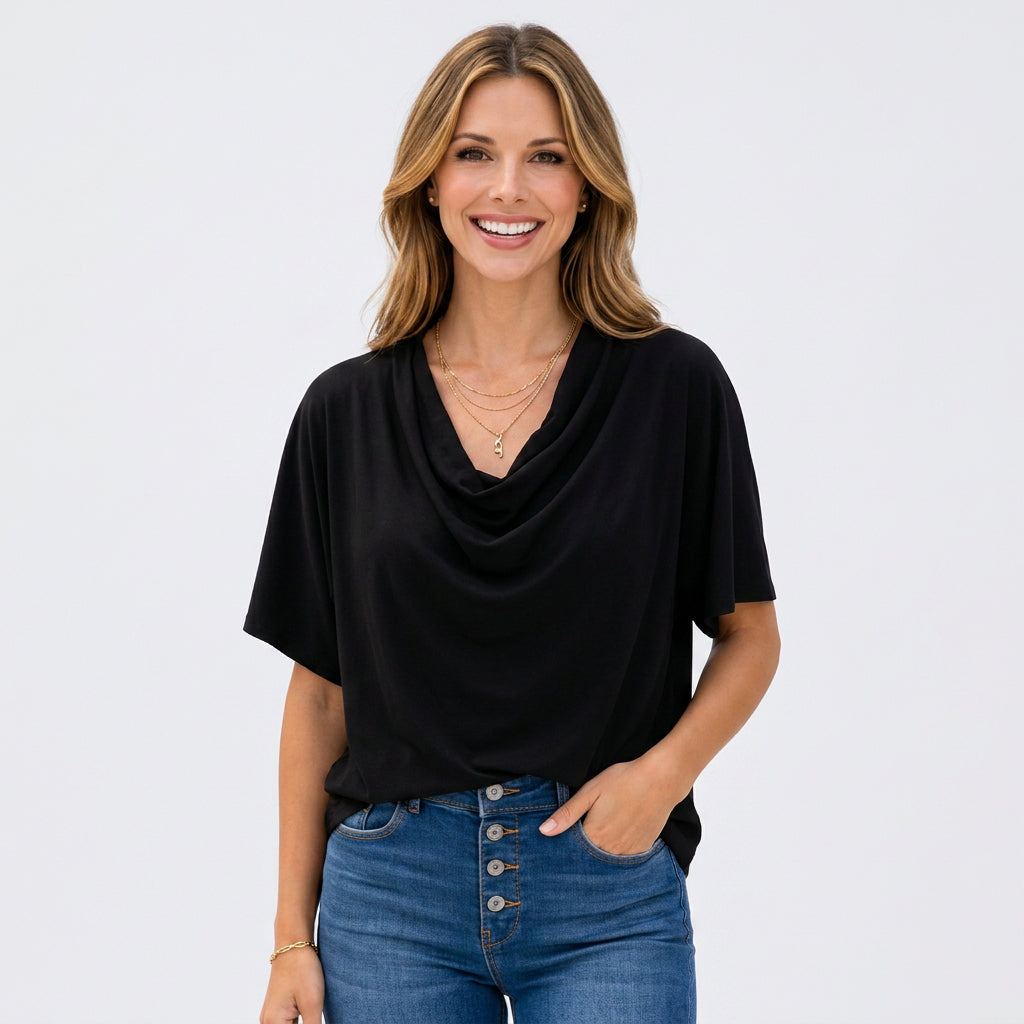 Draped V Neck Blouse Women