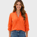 Ruffle Trim V Neck Blouse Women