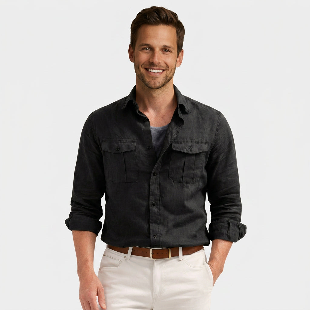 Men’s Linen Button-Up Shirt