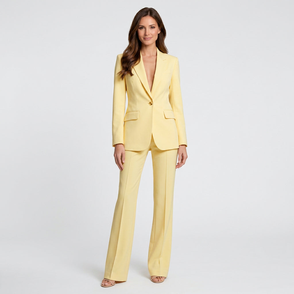 Women’s Two Piece Pants Suit Tailored Fit – Blazer and Straight Leg Pants Set