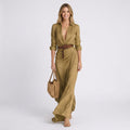 Women’s Maxi Shirt Dress Belted Waist – Long Sleeve Occasion Dress